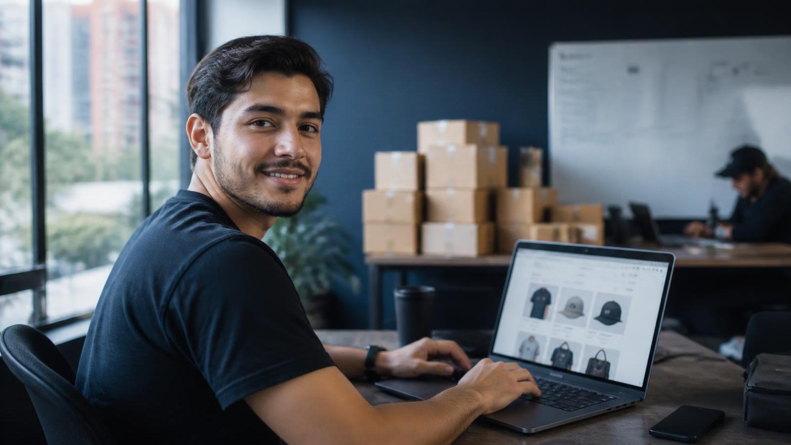 Emprendedor montando su tienda de dropshipping en un curso presencial en Medellín
