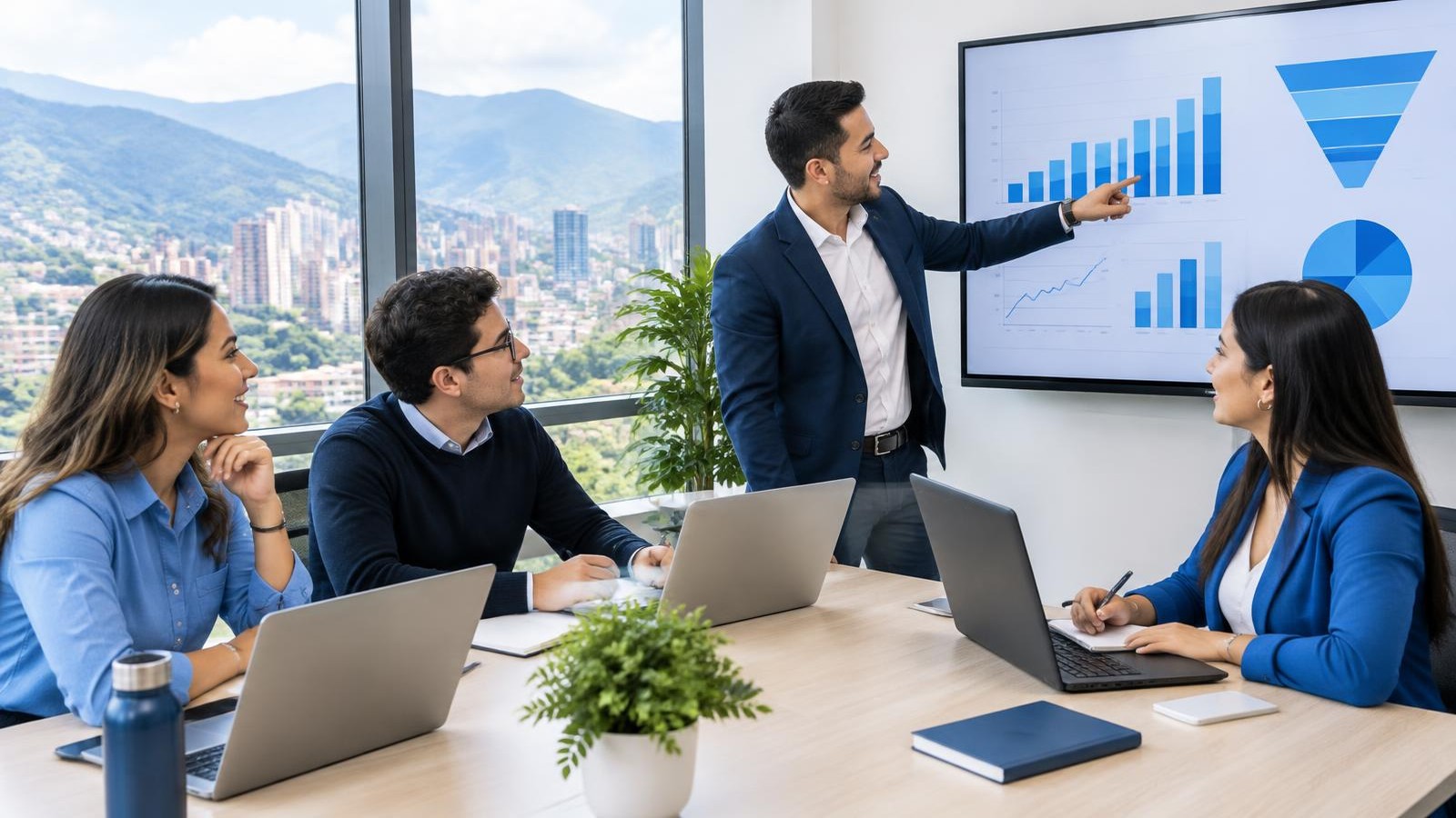 Equipo comercial en Medellín trabajando su proceso de ventas con herramientas de inteligencia artificial