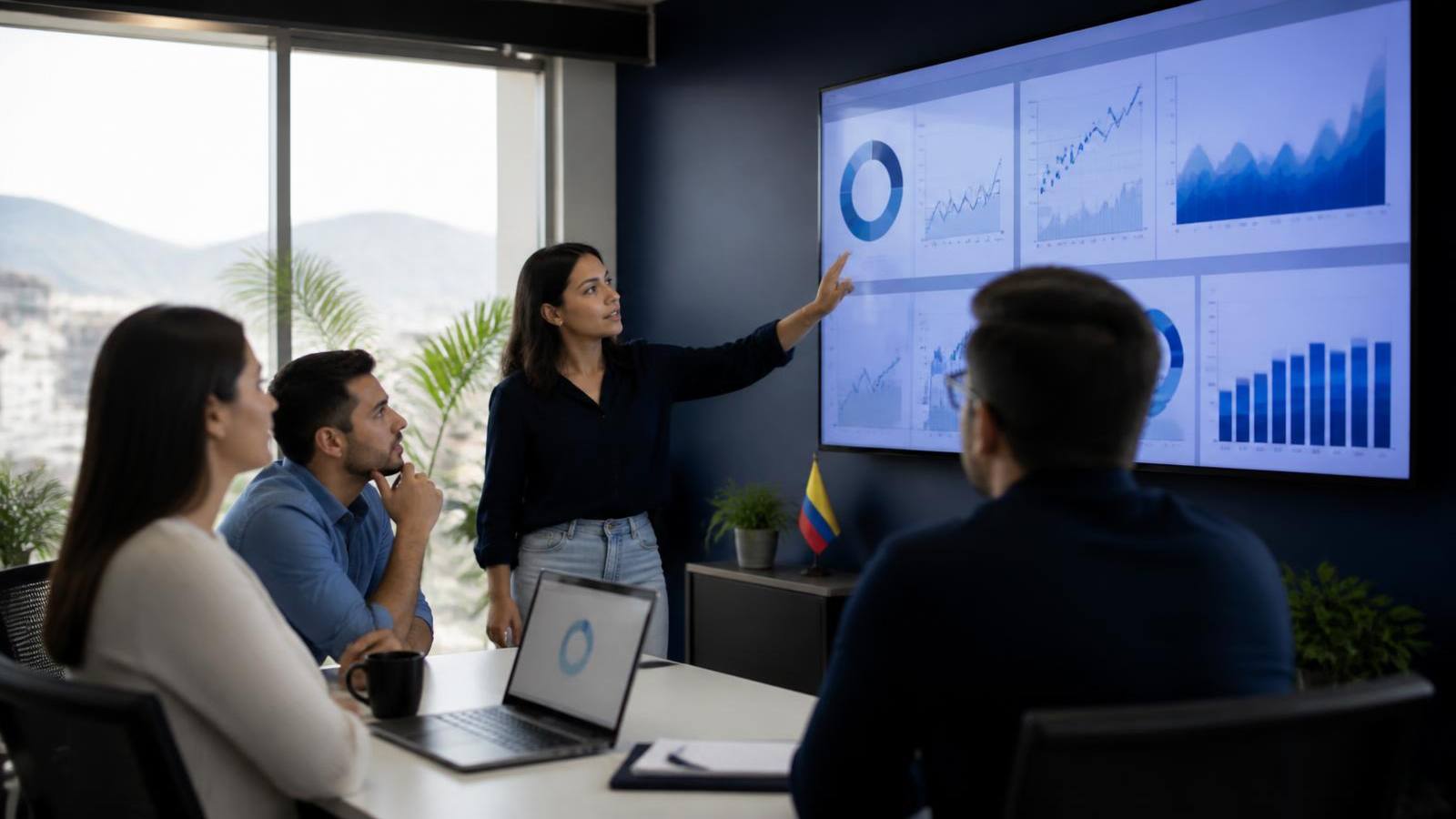 Equipo de marketing analizando campañas de publicidad digital optimizadas con inteligencia artificial en Colombia