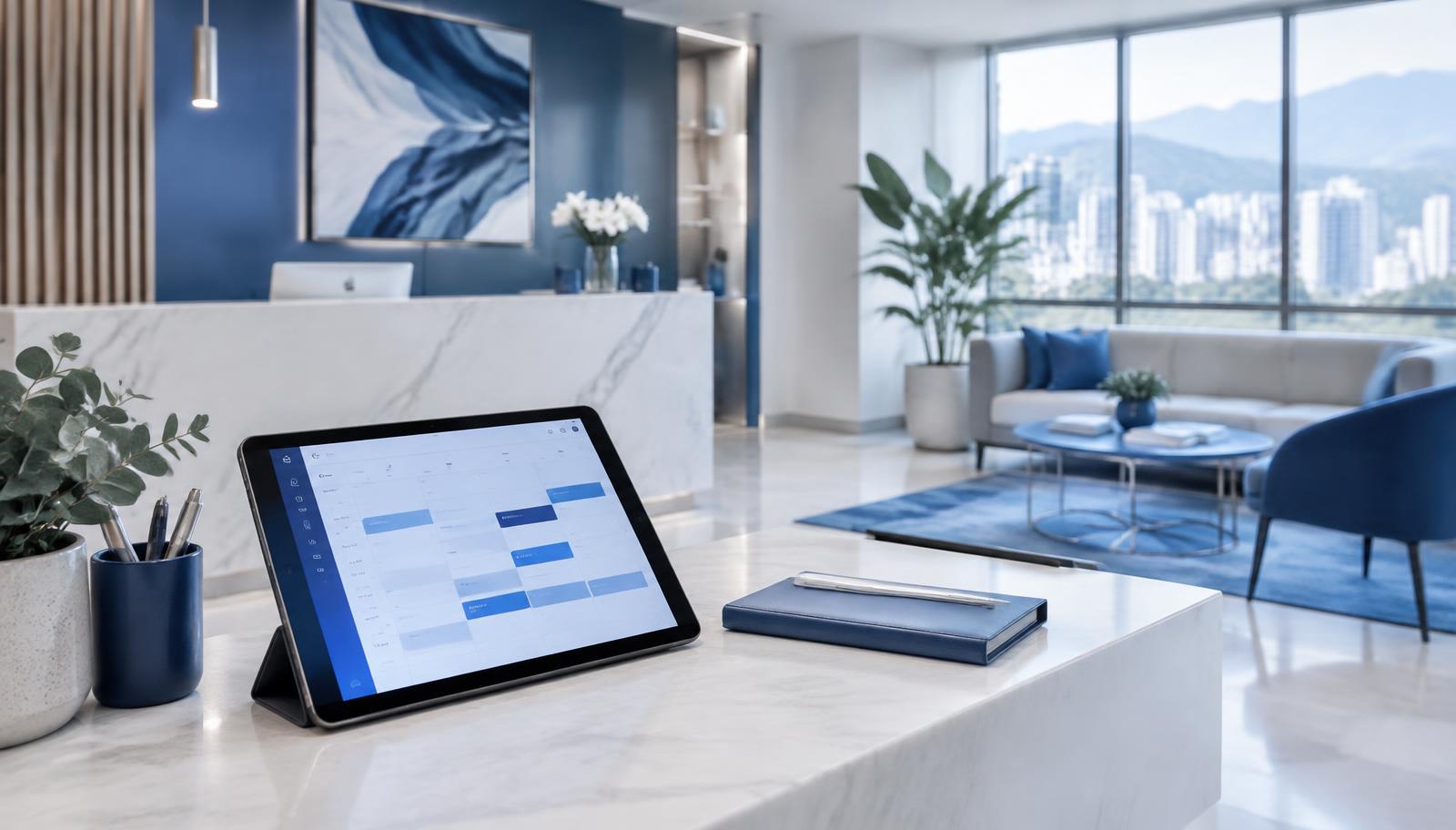 Recepción de un centro de estética en Medellín con una agenda digital gestionada con inteligencia artificial