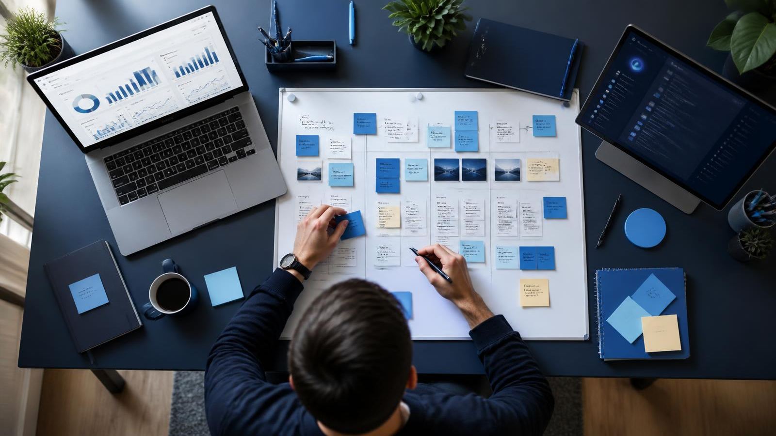 Tablero de planeación de un plan de marketing digital con inteligencia artificial